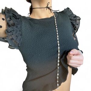 Anthropologie Women's Black Polka Dot Blouse